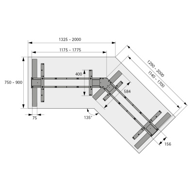 Комплект стола Steelforce Pro 673 SLS, з електрорегулюванням висоти, кут 135°, чорний (9311394) Hettich