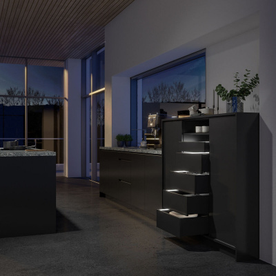 AvanTech YOU Light Tower, ширина 600 мм, з LED освітленням, Quadro YOU Silent System, антрацит (9330354) Hettich