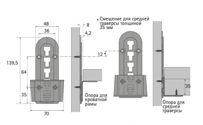 З'єднувач для ліжка Varifix для середньої траверси, оцинкована сталь, Hettich (47633)