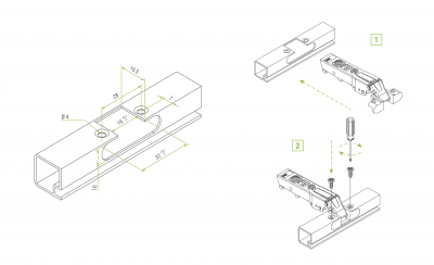 Завіса Omnia без доводчика, для дверей з алюмінієвими профілем, відкр. 105°, накладна, FGV