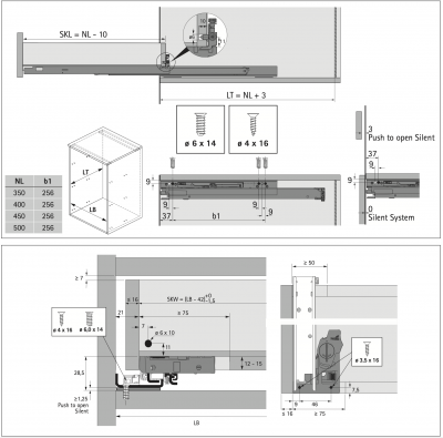 Actro 5D нижнего крепления L-350 мм, с демпфером Silent System, 40 кг, левая и правая (9318327)