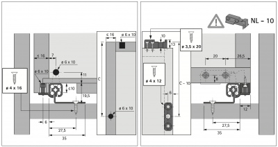 Напрямні Quadro 40 на дно корпусу, для полиць, довжина 270 - 395 мм (66079)