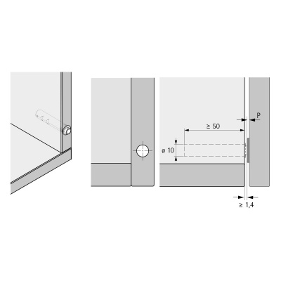 Толкатель Magnet Strong, врезной, L=20 мм, серый